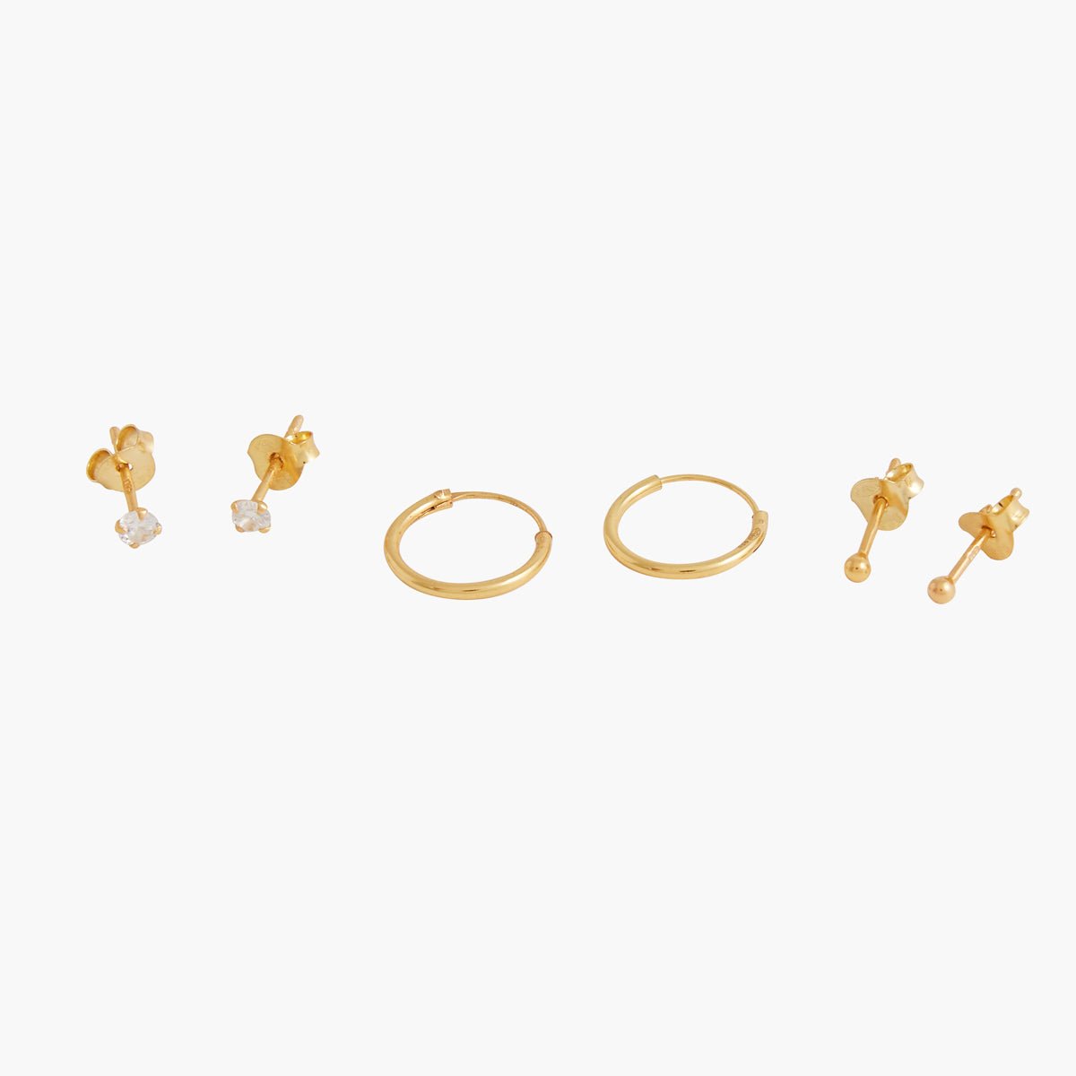 Set 3 paires de boucles d'oreilles - argent 925 doré doré, BALABOOSTE