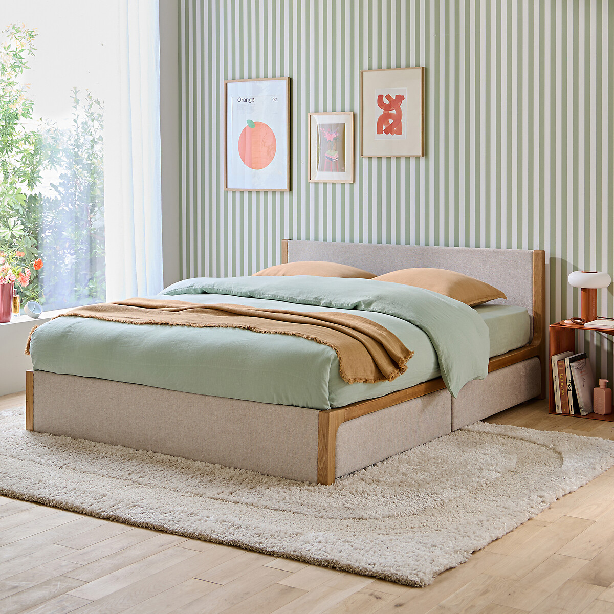 Lit avec sommier Elori beige/bois, LA REDOUTE INTERIEURS