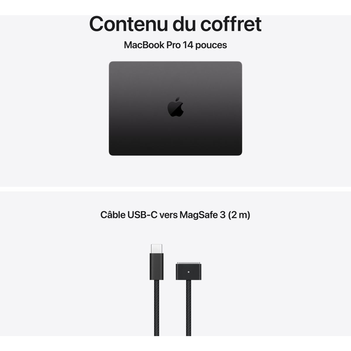 Ordinateur Apple Pro 14" Puce M5 CPU 10 / GPU 10 coeurs Mémoire RAM 24Go Stockage 1To SSD XDR Noir sidéral couleur unique, APPLE