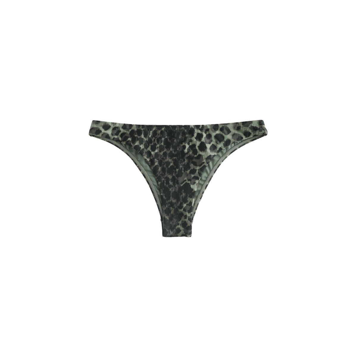 Bas de bikini brésilien échancré imprimé léopard vert et noir, NEXT