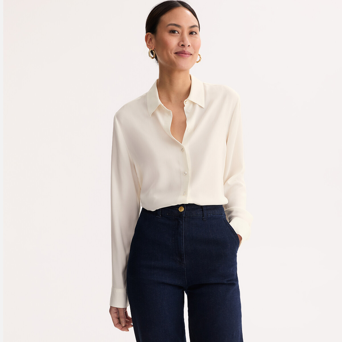 Chemise, manches longues ecru, ANNE WEYBURN