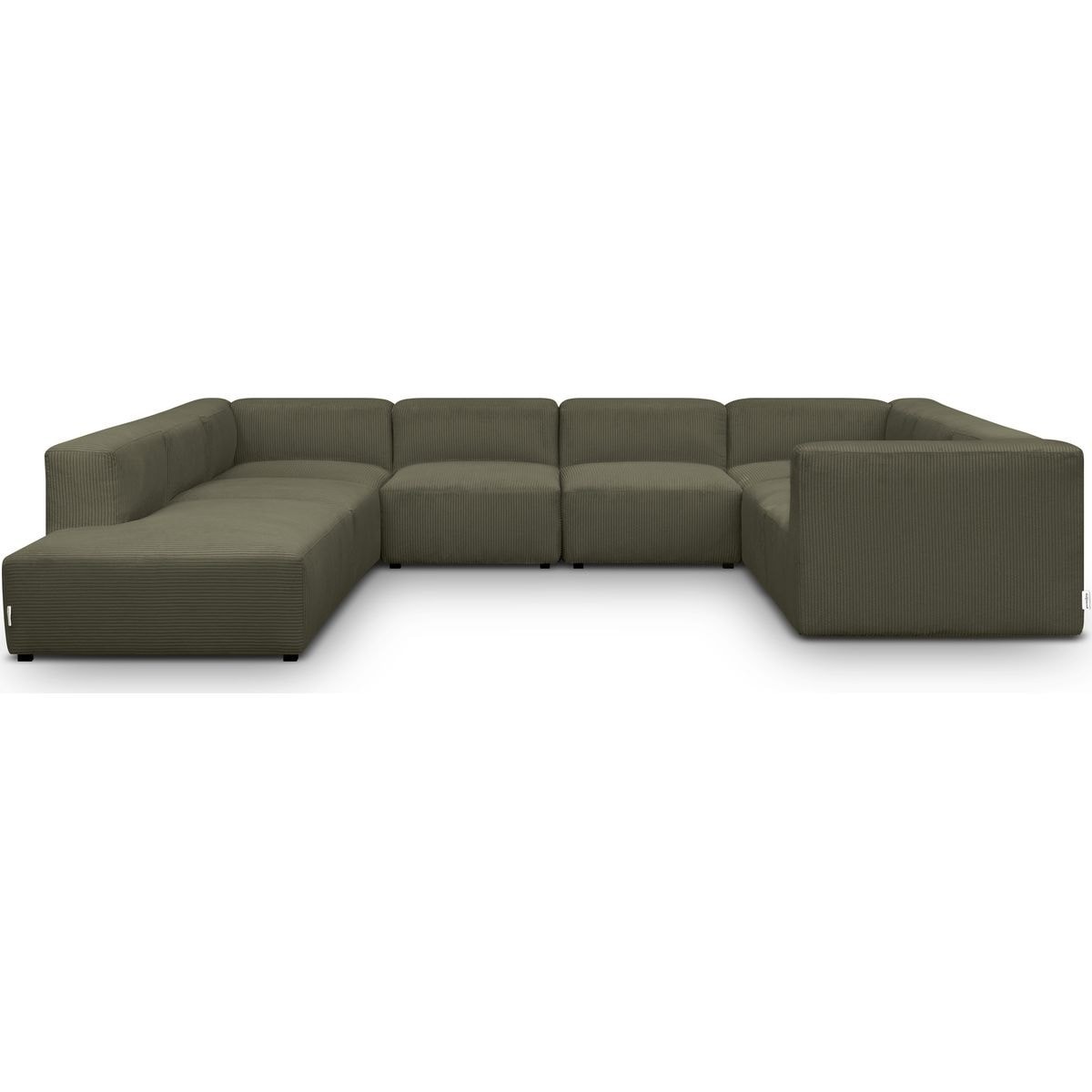 Canapé modulable panoramique 12 places ouvert à gauche en velours côtelé - MODULO vert kaki, HOMIFAB