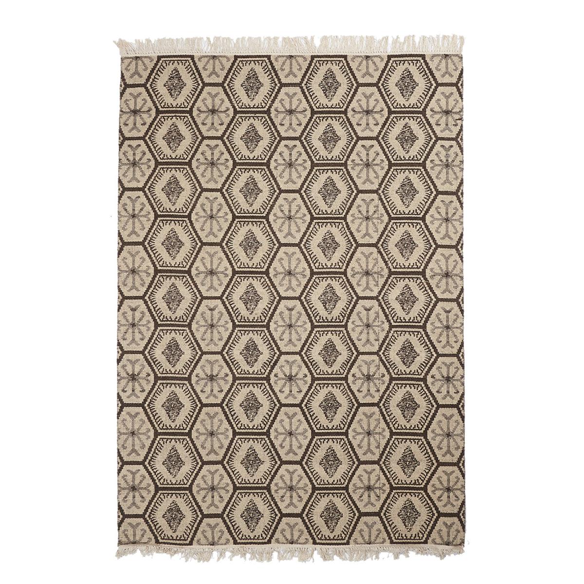 Tapis kilim reversible fait à la main en laine MALSA gris, UN AMOUR DE TAPIS