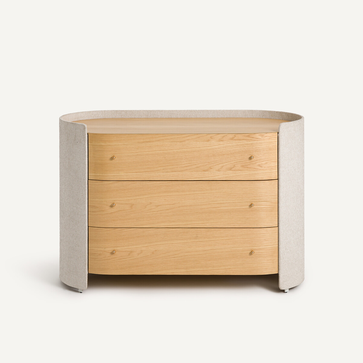 Commode 3 tiroirs, plaqué chêne et tissu, Firmo chêne naturel, AM.PM