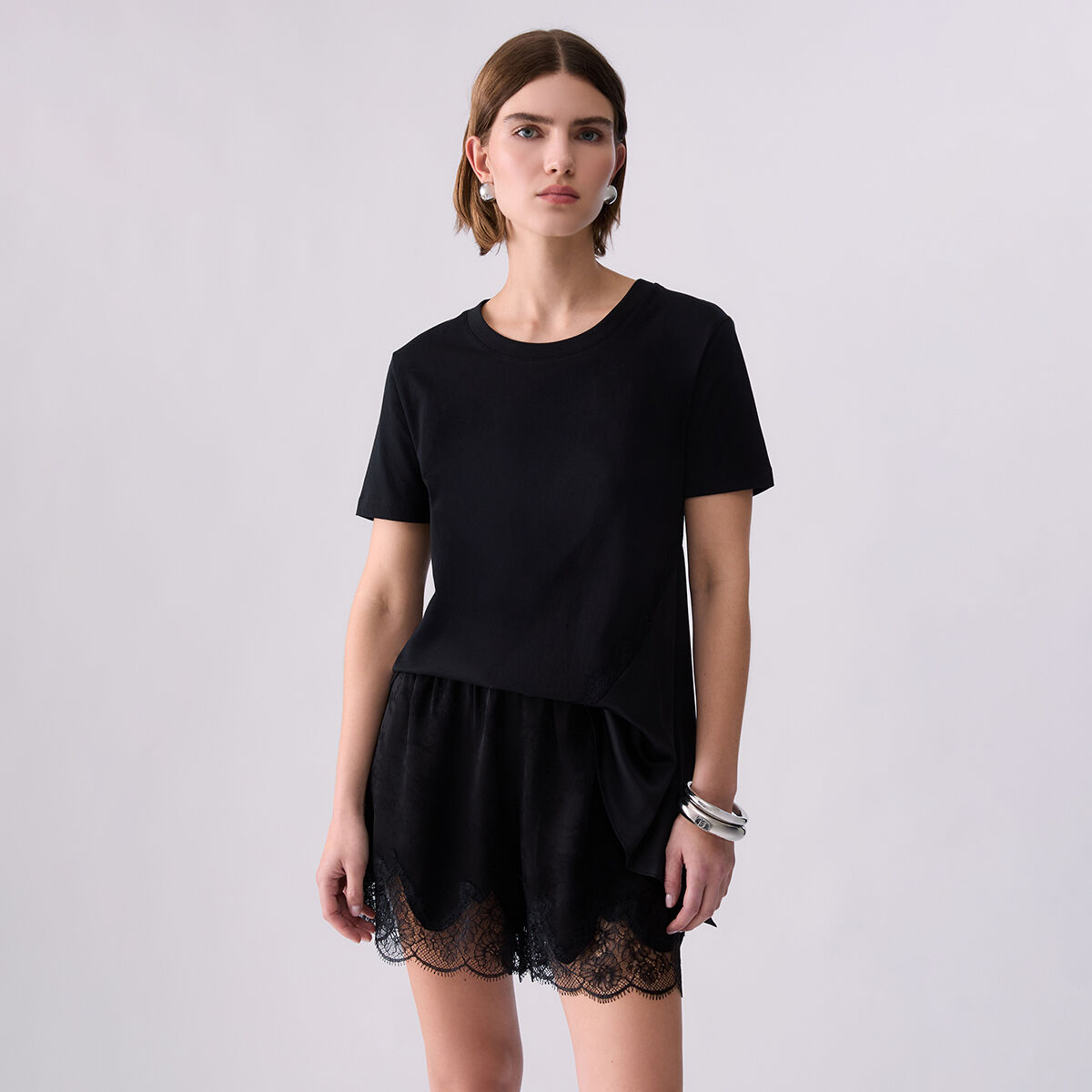 T-shirt bimatière noir, LIU JO