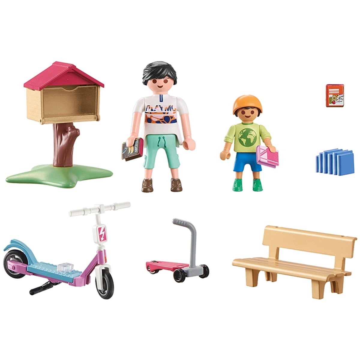 my Life Boîte à livres avec maman et enfant multicolore, PLAYMOBIL