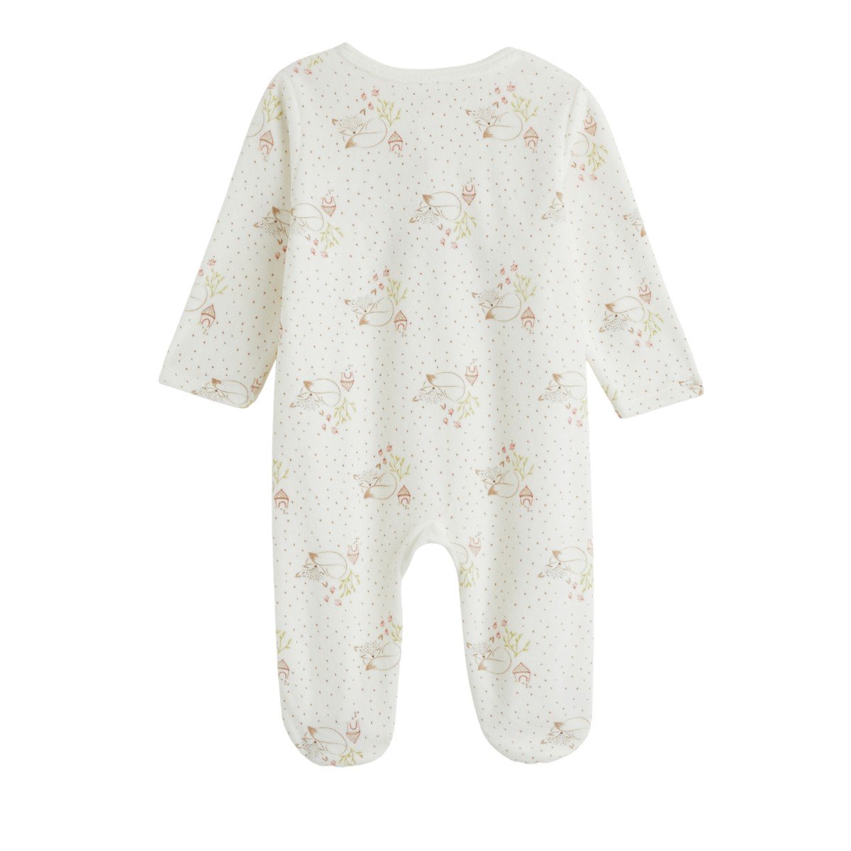 Pyjama bébé en velours ouverture pont Doucette ecru, PETIT BEGUIN