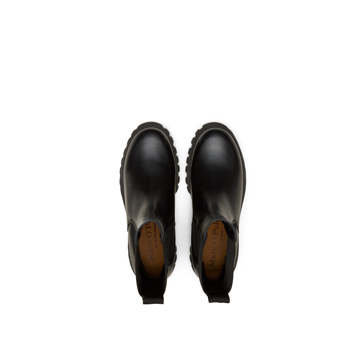 Bottines Chelsea, modèle Valva en cuir de vachette de qualité supérieure noir, MARC O'POLO