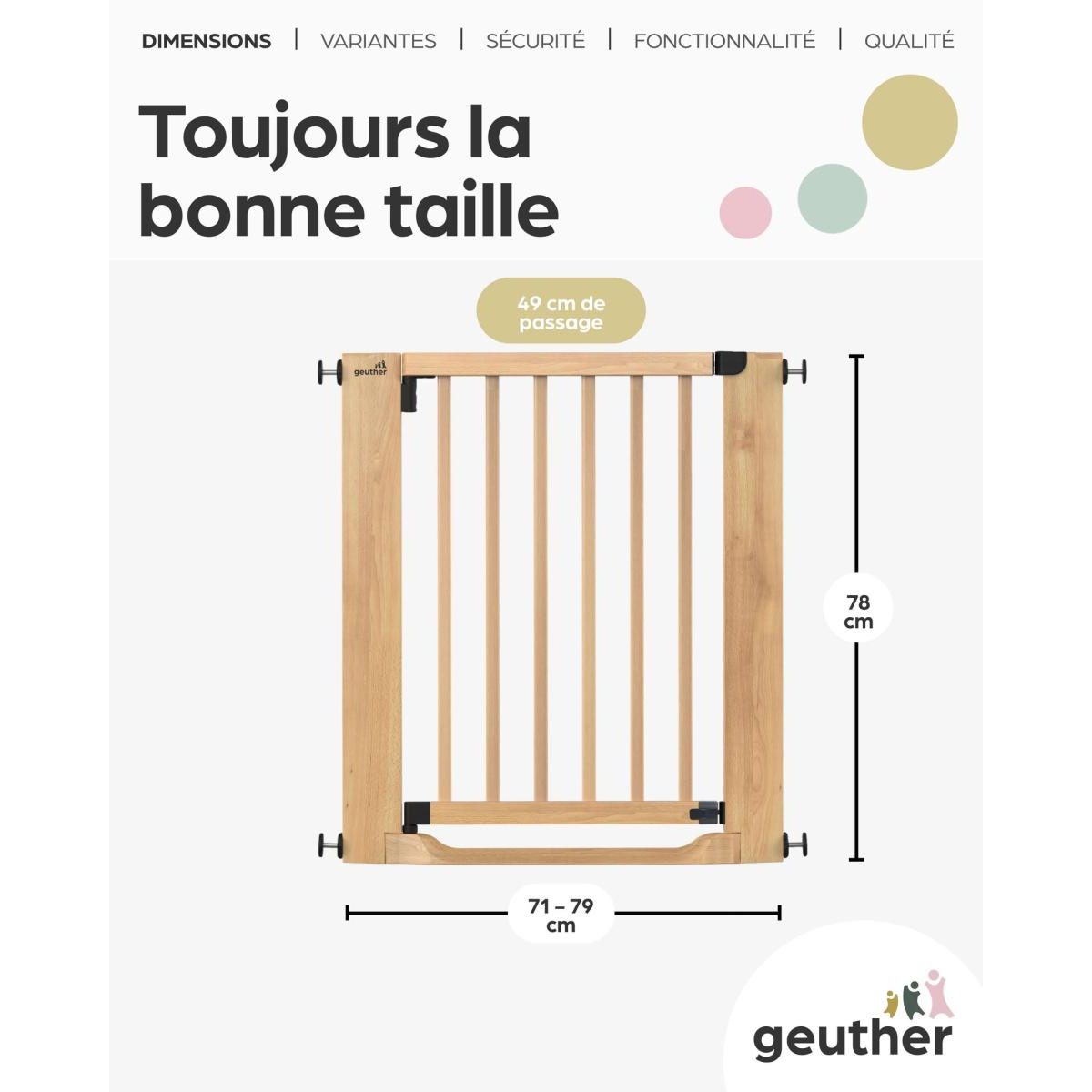 Barrière de sécurité Easylock FlatStep bois 87-95 cm - seuil plat, sans perçage multicolore, GEUTHER