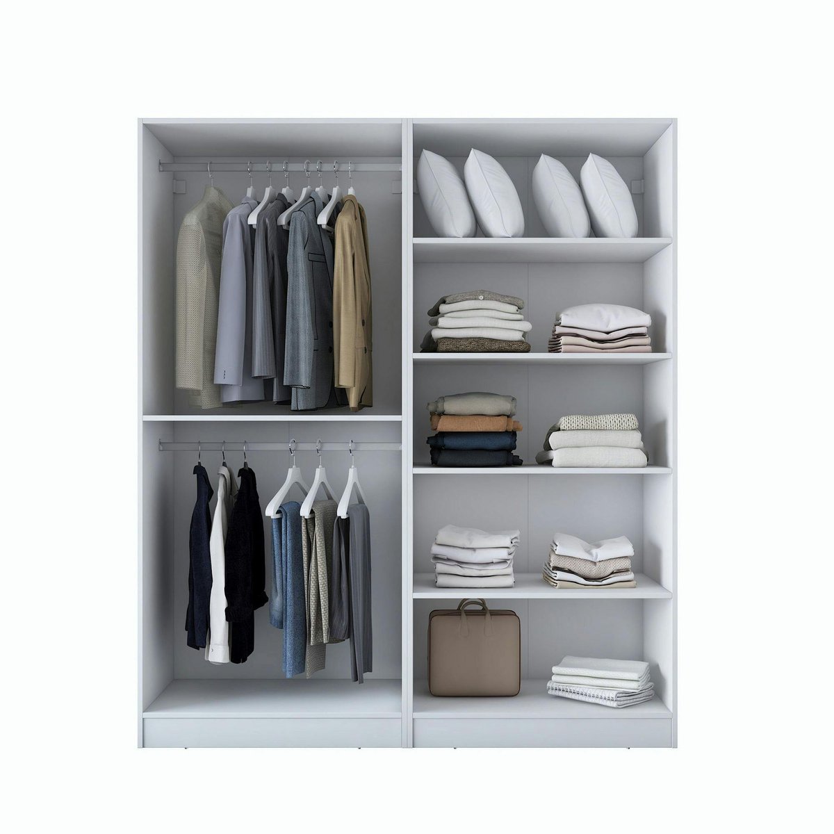Armoire penderie blanche 4 portes poignées verticales BYRON blanc, PIER IMPORT