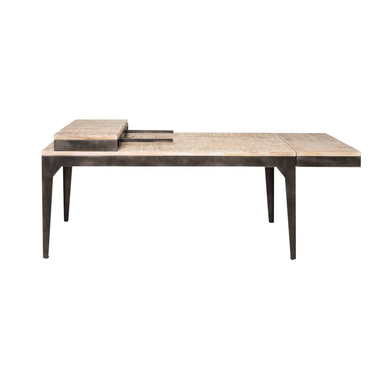 Table à manger en métal rectangle LOCKER bois clair, MADE IN MEUBLES 