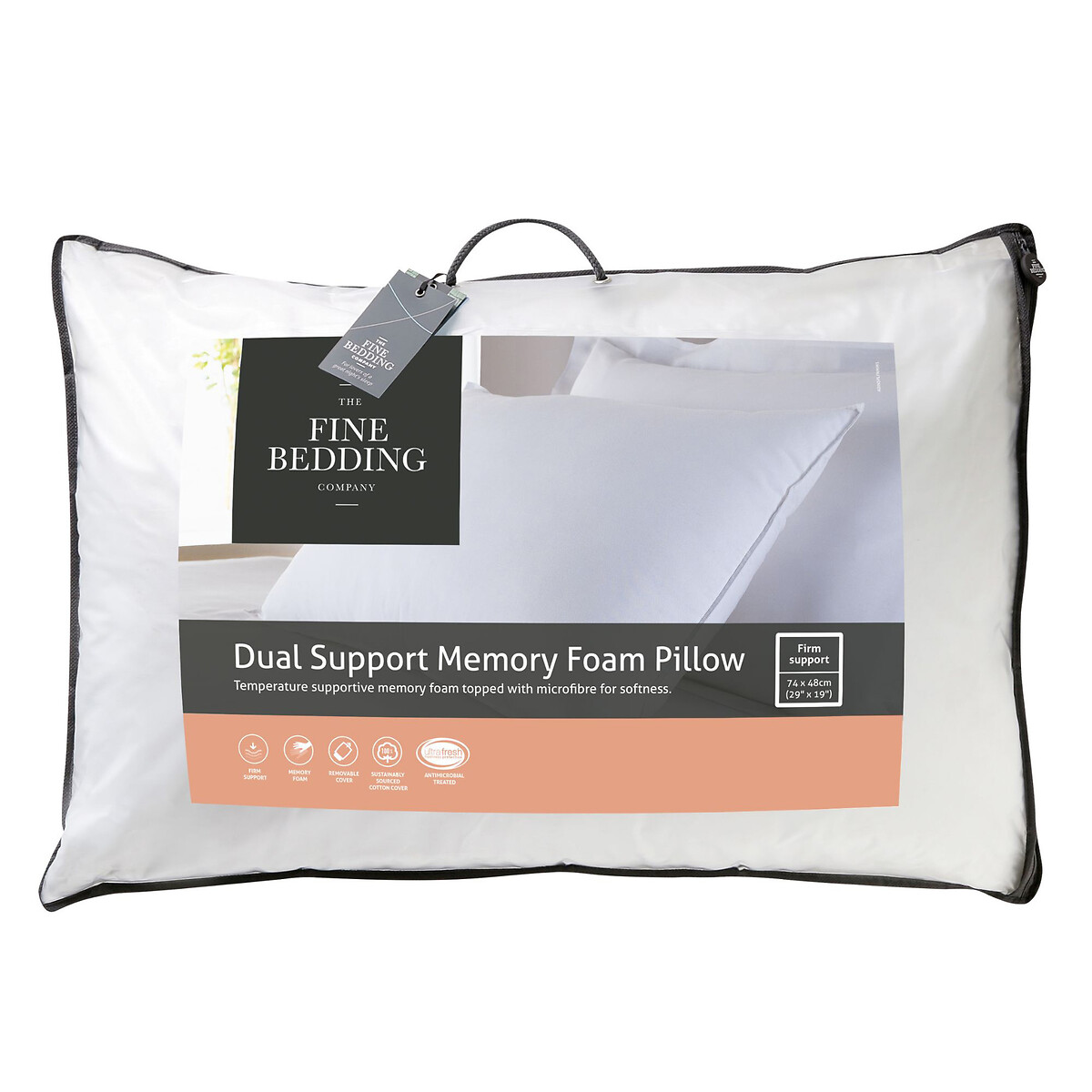 Dual Support Memory Foam Pillow white, THE FINE BEDDING COMPANY