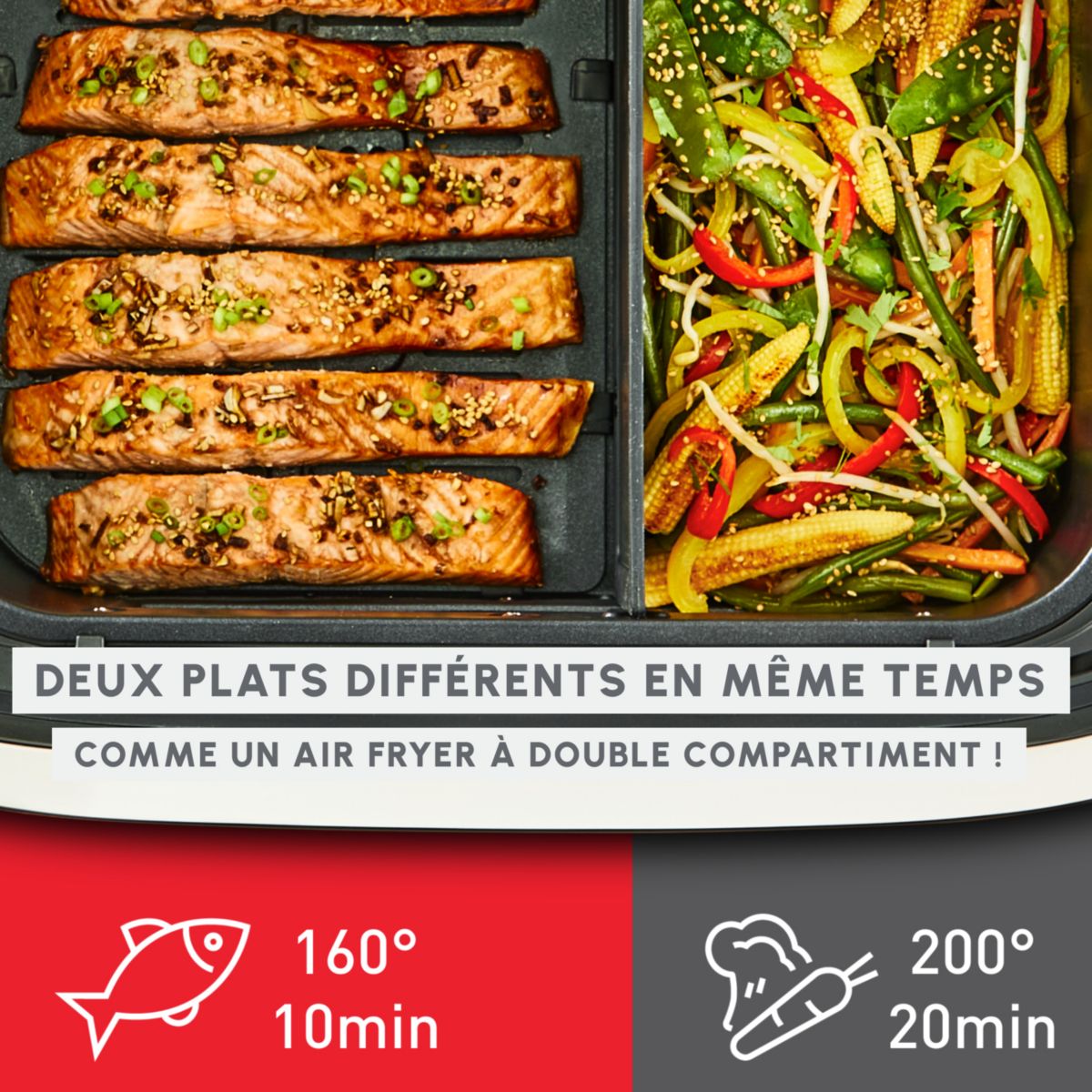 Friteuse sans huile Easy Fry Dual Flex EZ922DF0 acier, MOULINEX