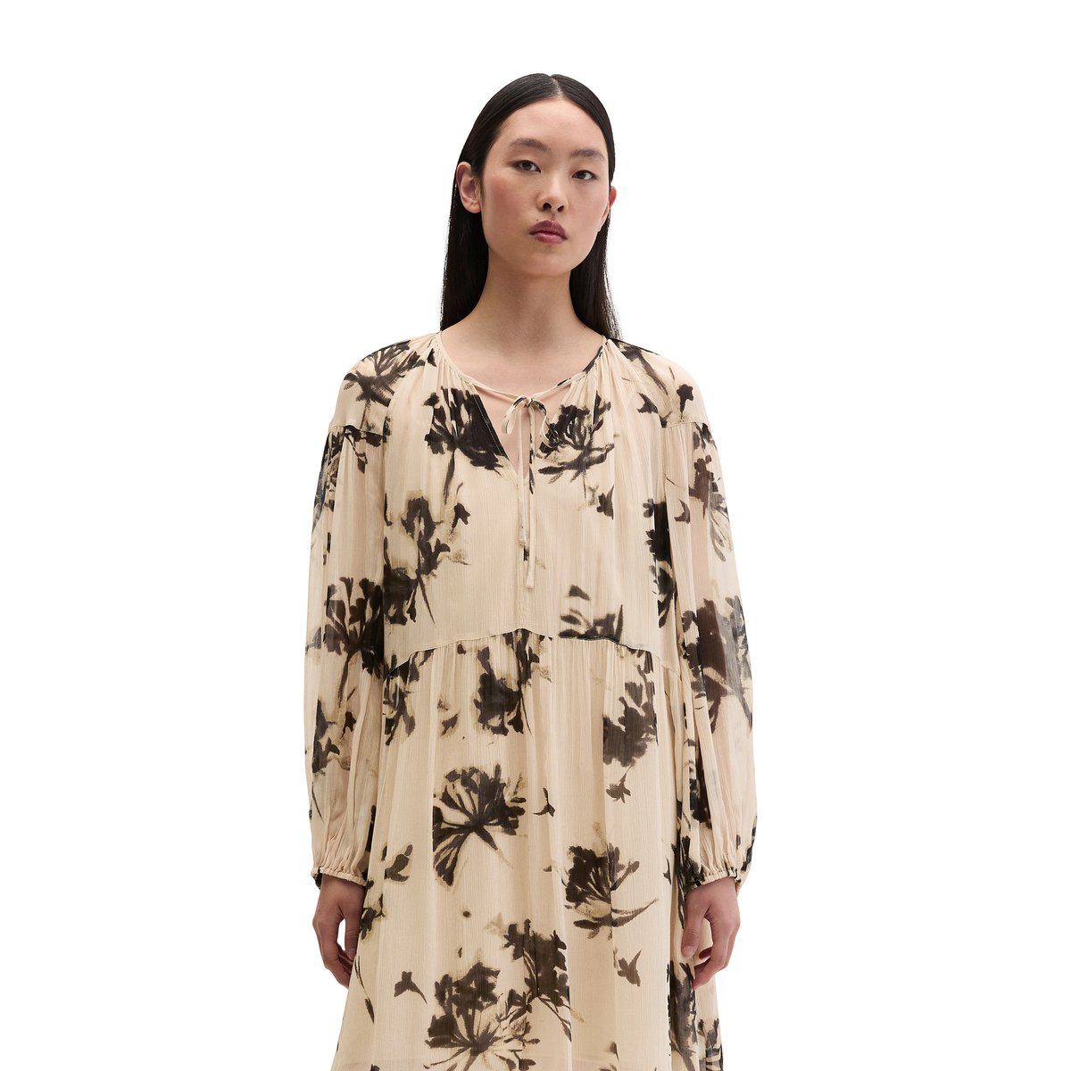 Robe imprimée loose en viscose froissée hellbraun, MARC O'POLO