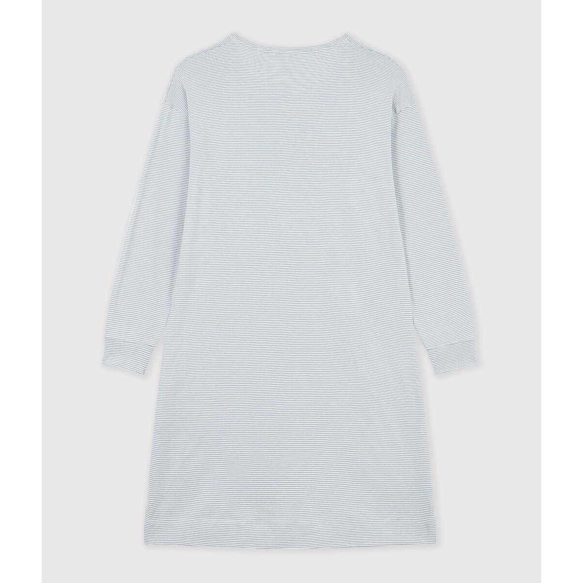 Chemise de nuit en coton, fines rayures bleu/blanc, PETIT BATEAU