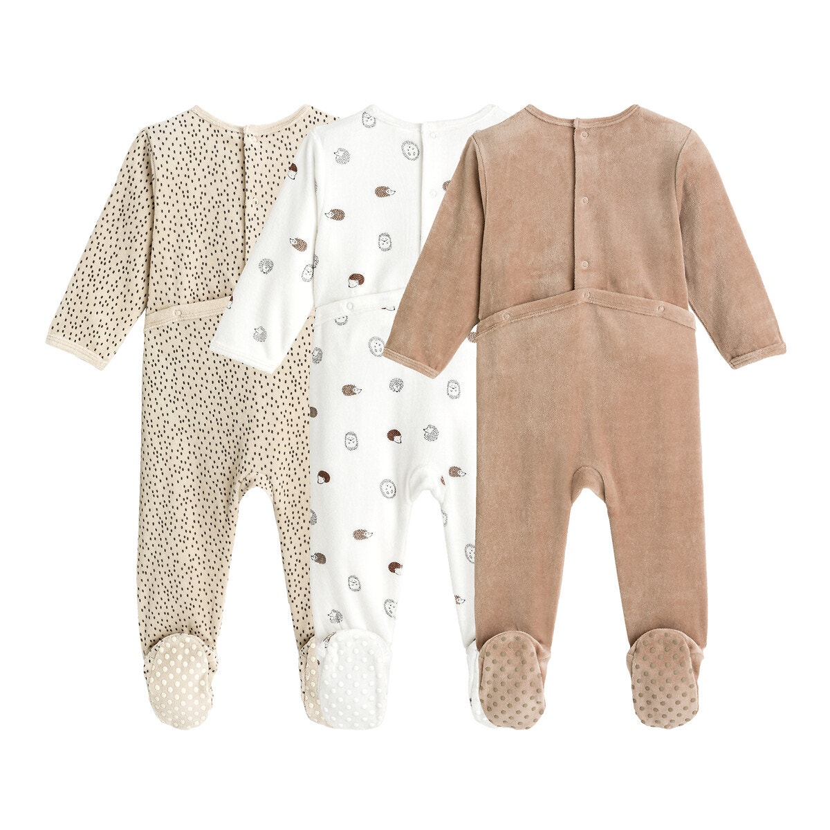 Lot de 3 pyjamas velours beige/marron, LA REDOUTE COLLECTIONS