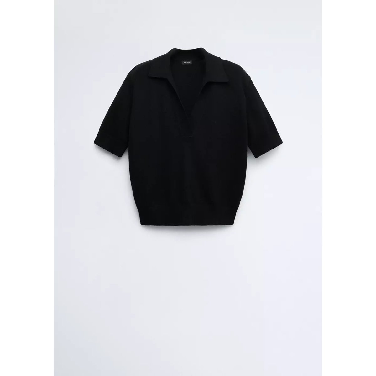Pull-over laine col polo noir, MANGO