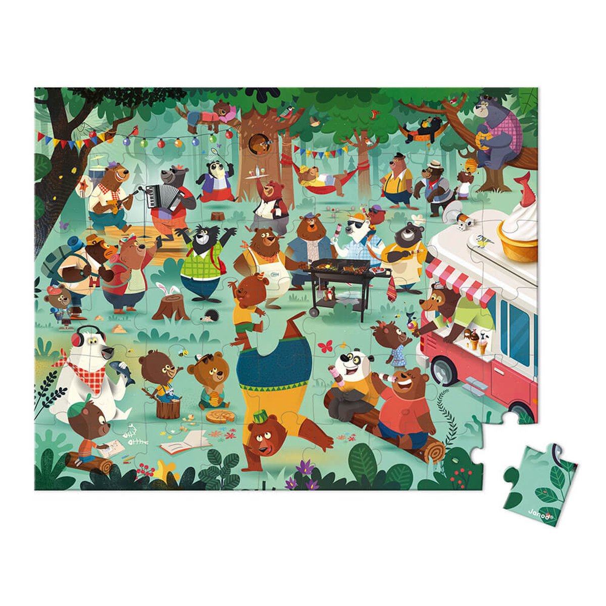 Puzzle La cousinade des ours 54 pcs vert, JANOD