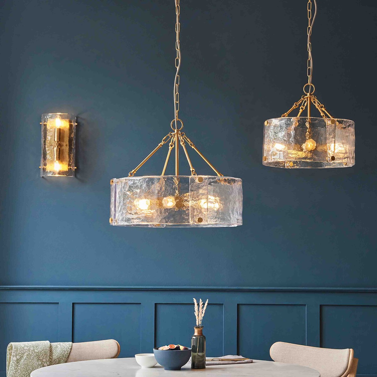 Kobe 4-Light Hammered Glass Pendant Light brass, ÉDITÉ