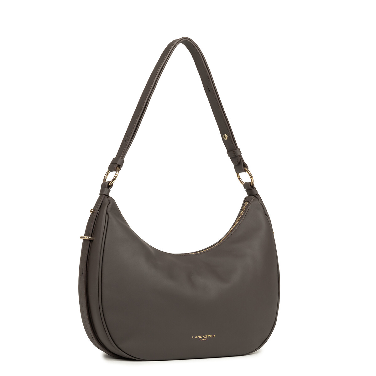 Donna Aria L Leather Zip-Up Messenger Bag dark brown, LANCASTER