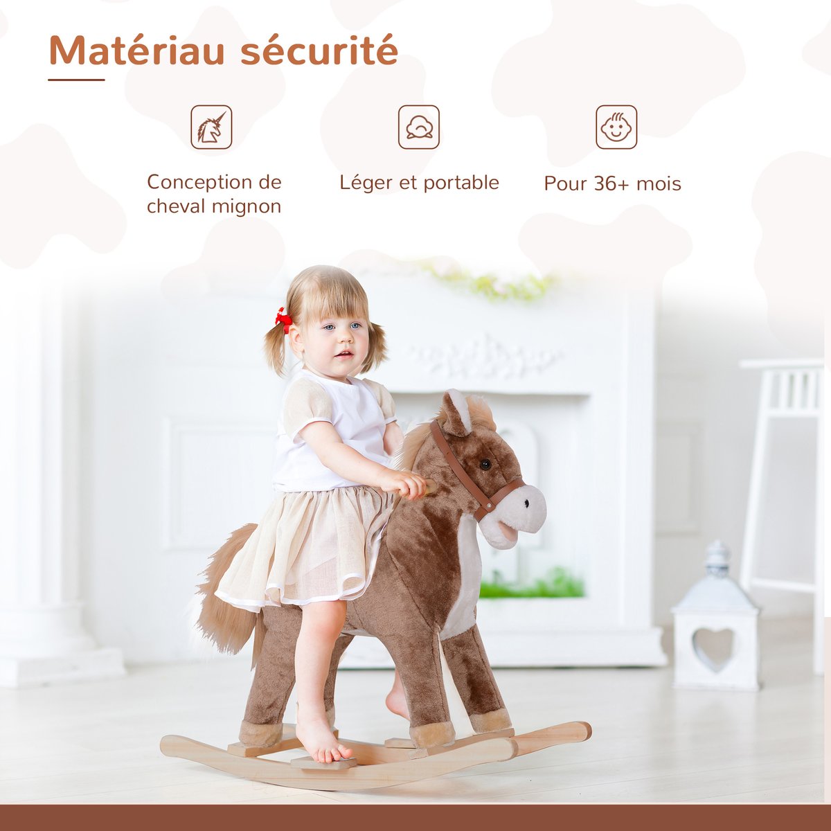 Cheval à bascule pour enfants Bois Marron marron, HOMCOM