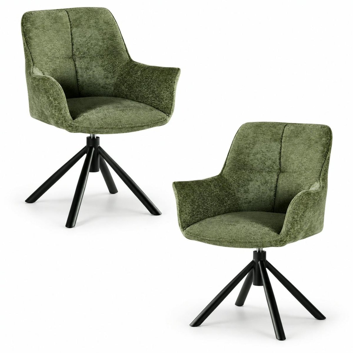 Fauteuil de table pivotant tissu vert (lot de 2) IENA vert, PIER IMPORT