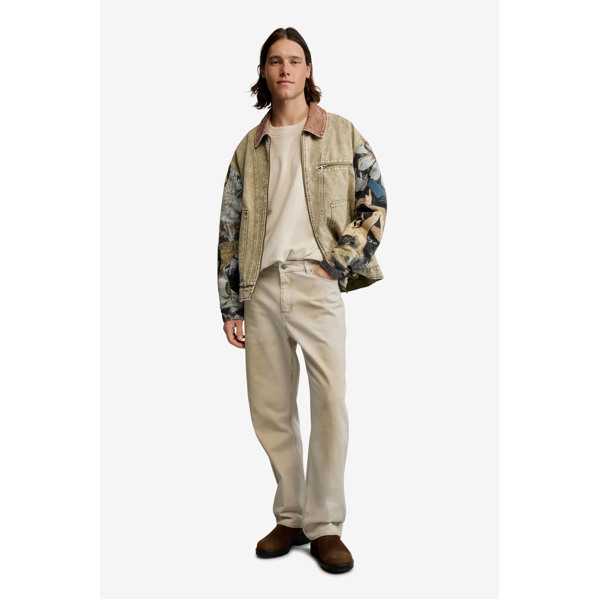 Pantalon long uni beige, DESIGUAL