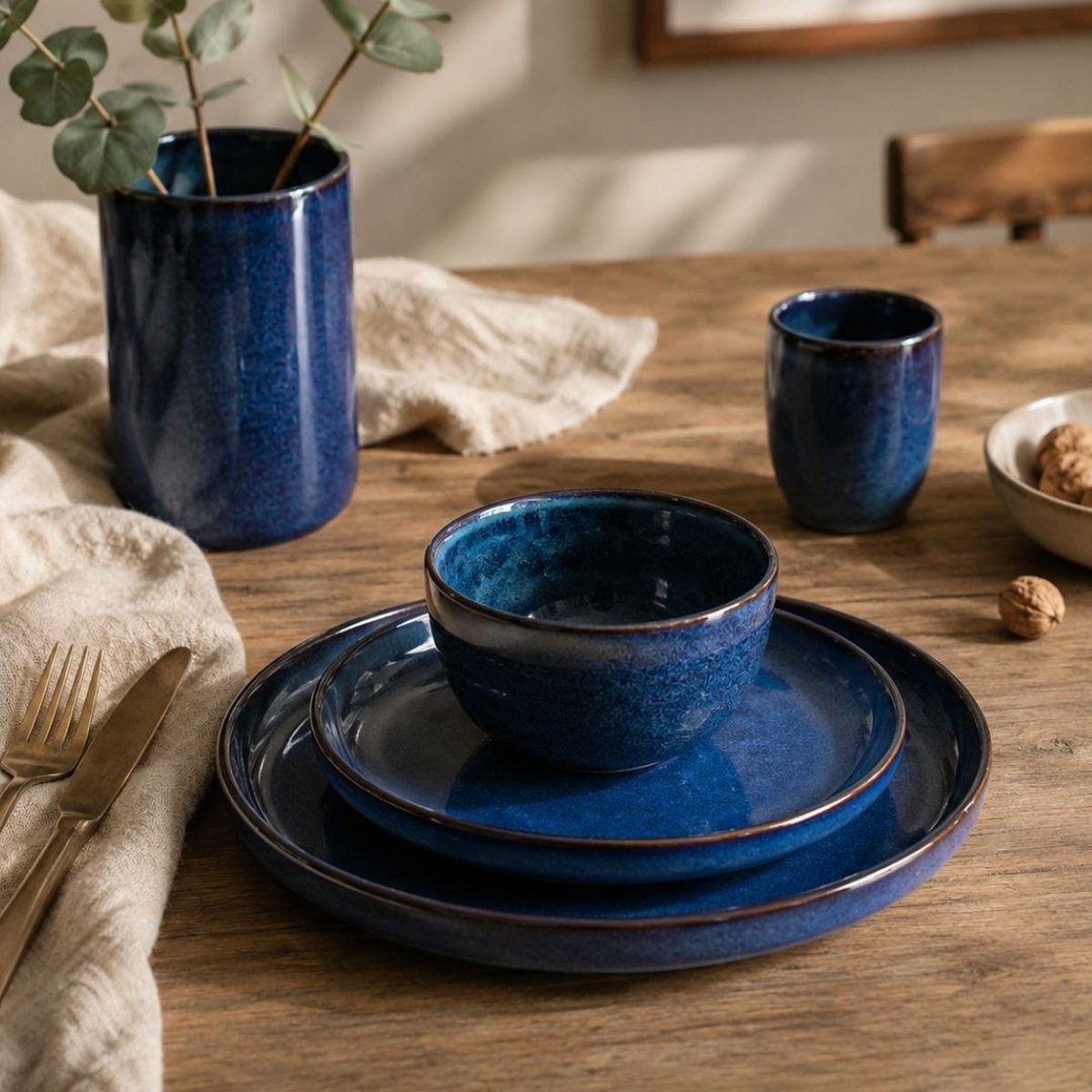 Lot de 6 petites assiettes à dessert, BLUE MOON bleu, ARTIME