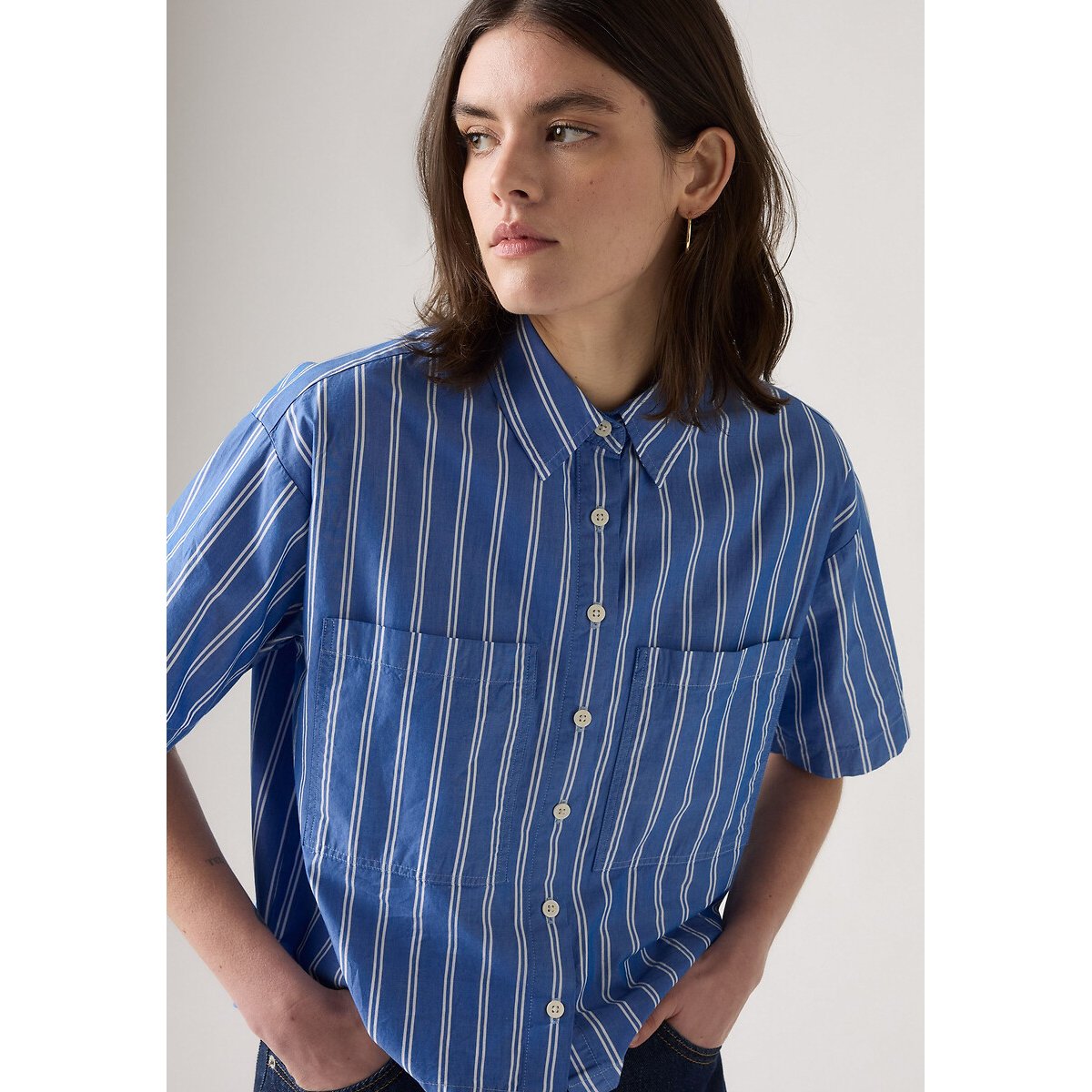 Short Sleeve Shirt blue striped/white, LEVI'S