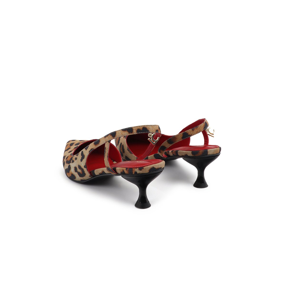 Ballerines slingback à kitten heel imprimé léopard léopard, LOLA CASADEMUNT