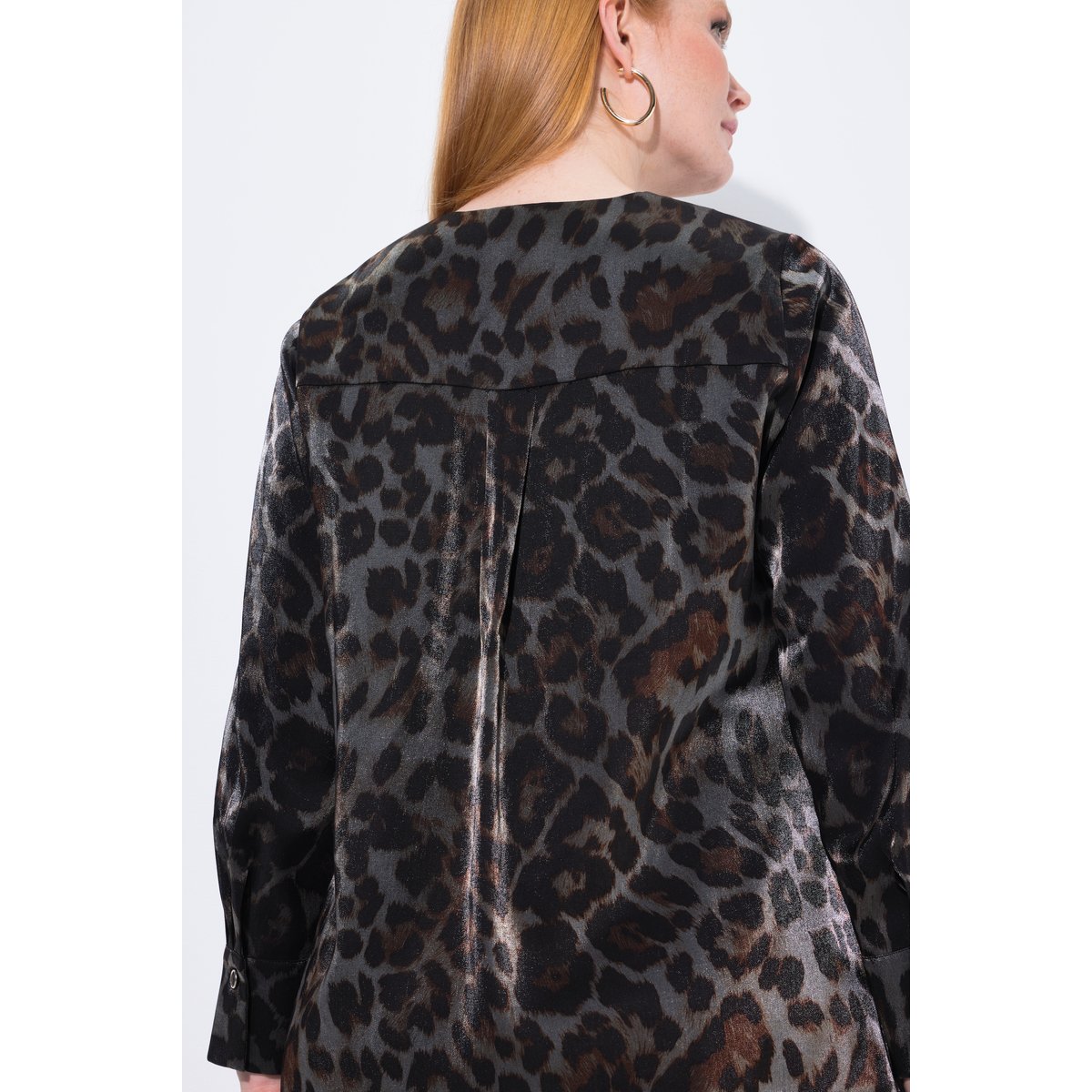 Robe midi coupe trapèze à décolleté en V marine foncé, ULLA POPKEN