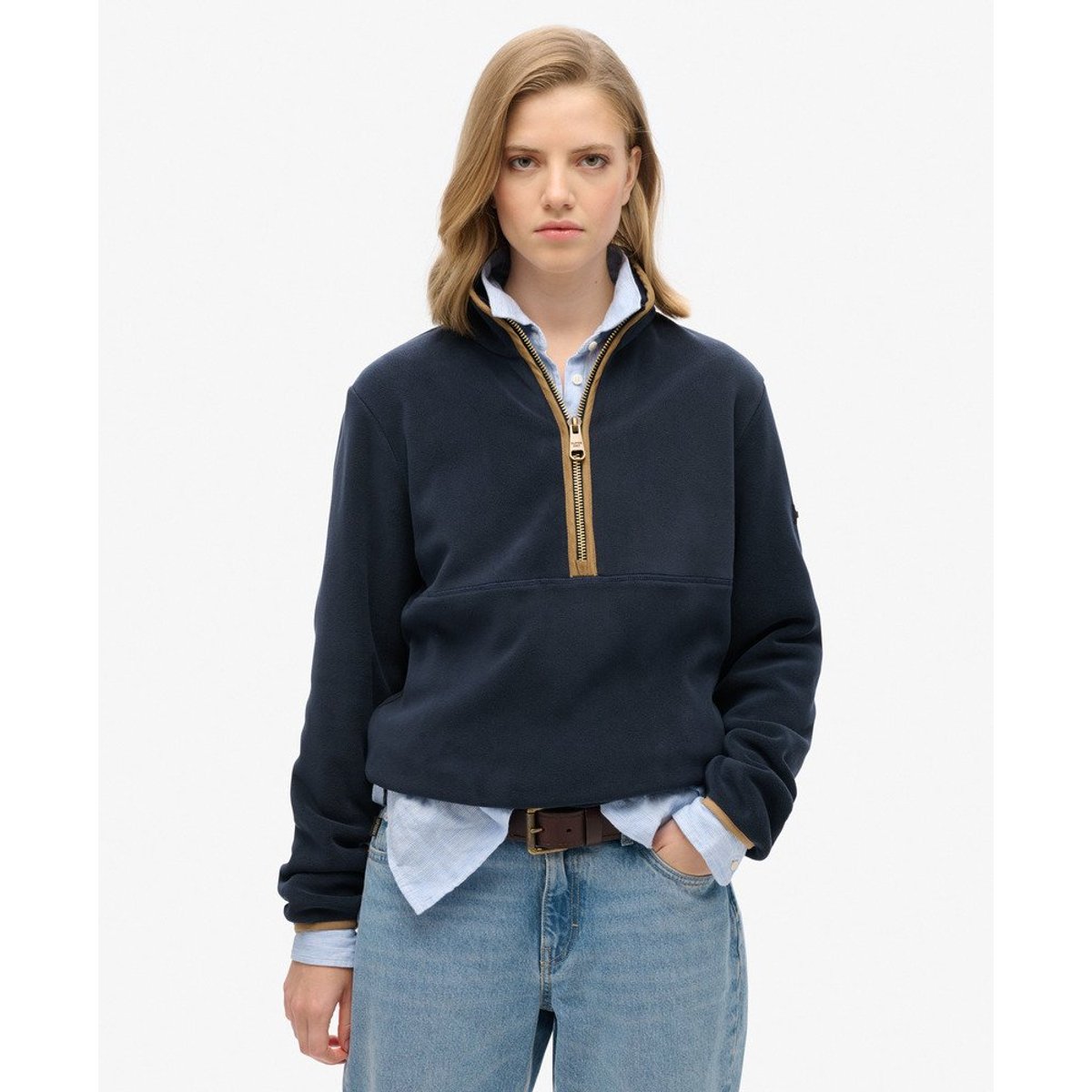 Polaire à demi-fermeture zippée Estate bleu marine éclipse, SUPERDRY