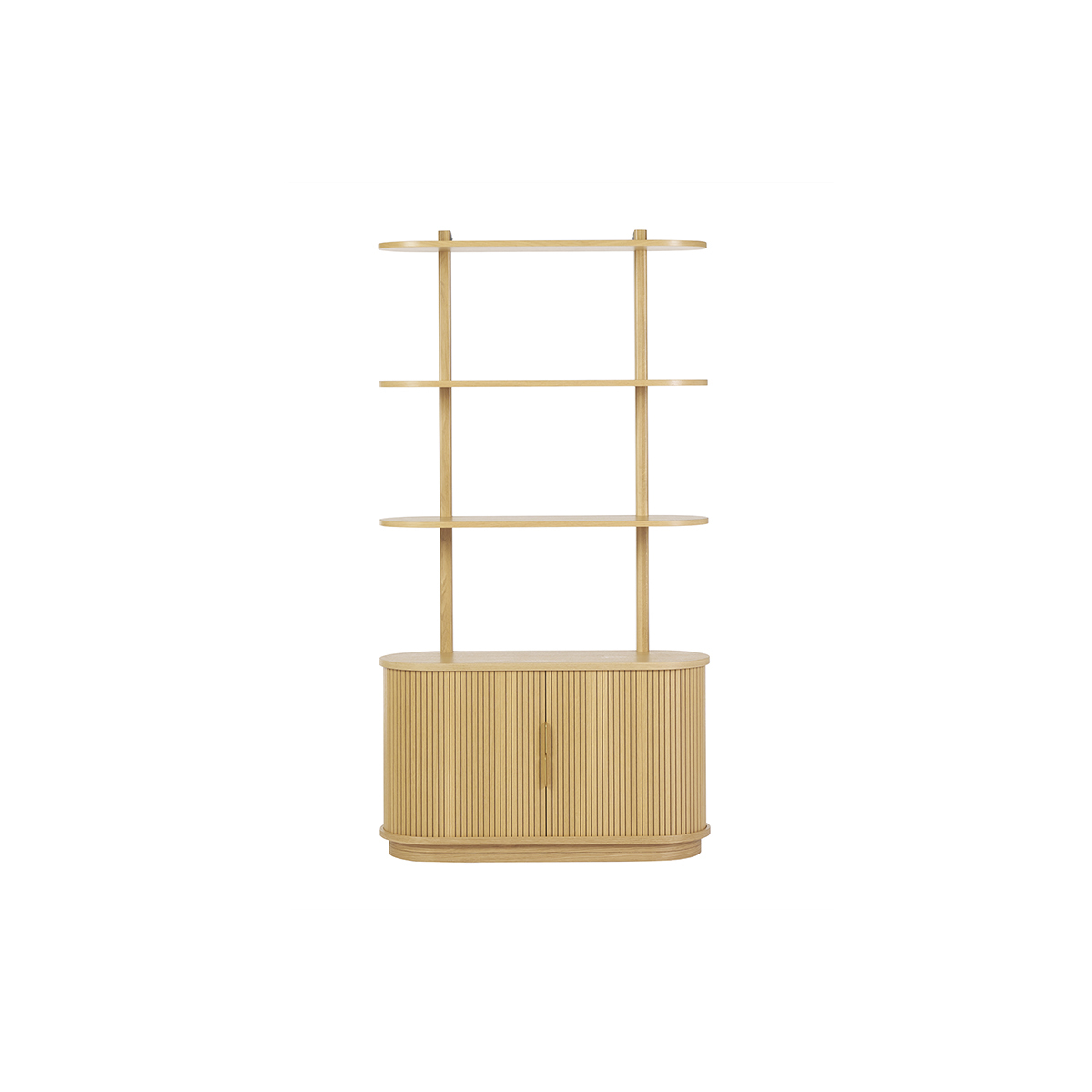 Bibliothèque finition bois clair chêne avec rangement 2 portes coulissantes L90 cm EPIC chêne clair, MILIBOO