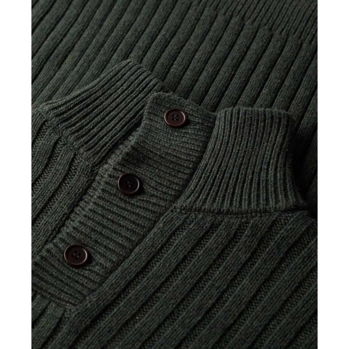 Pull côtelé à col tunisien olive twist, SUPERDRY