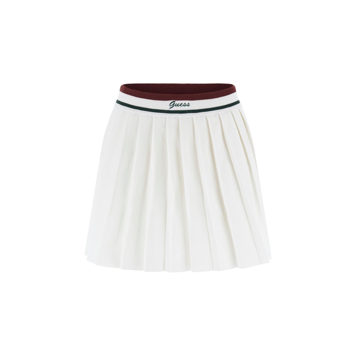Mini-Jupe Plissée Laine Mélangée crème, GUESS