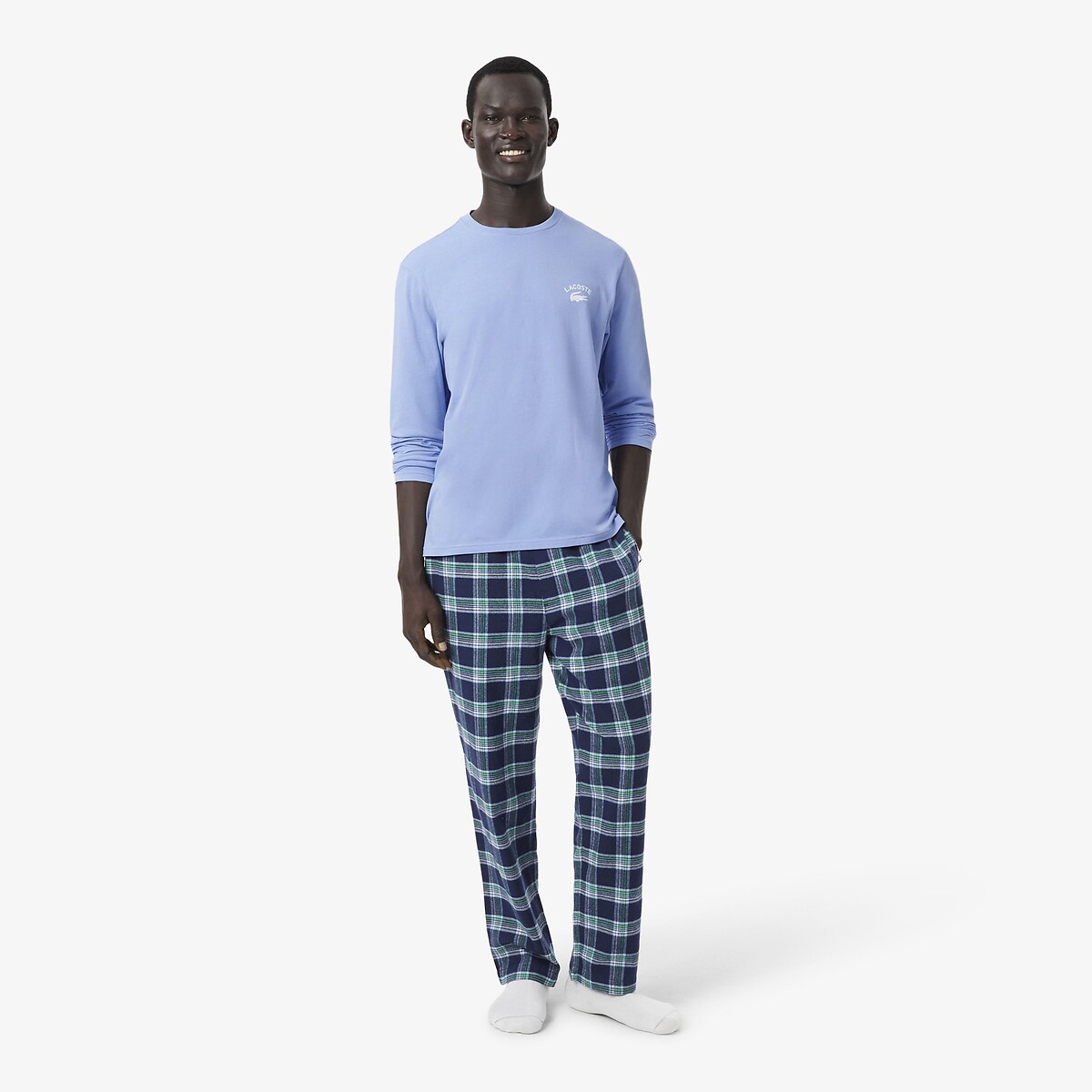 Ensemble de pyjama en jersey flanelle bleu, LACOSTE