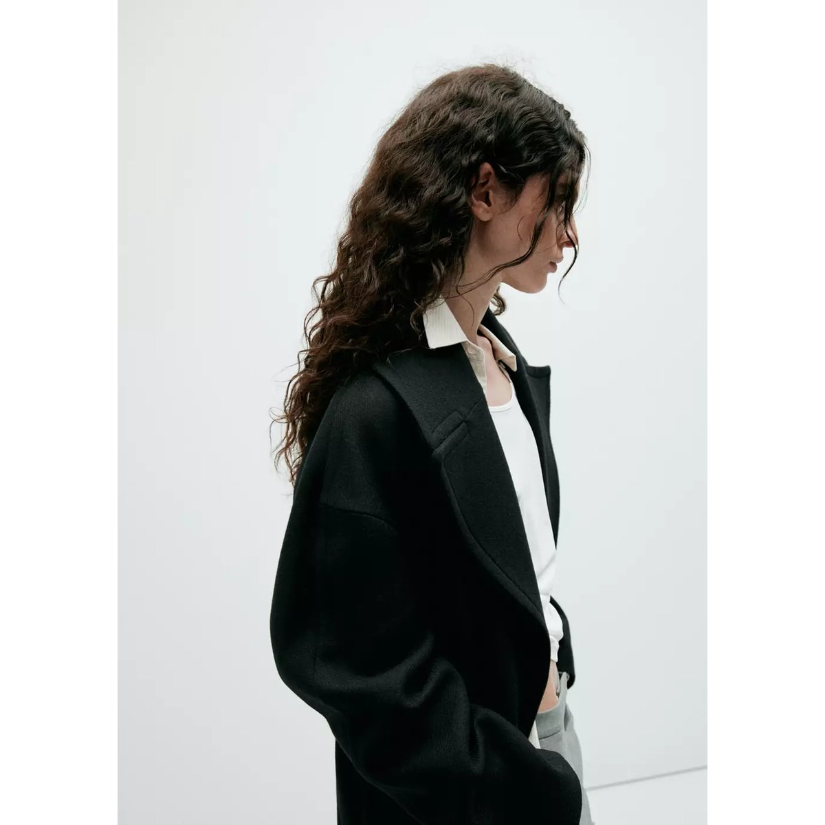Manteau laine Manteco ceinture noir, MANGO