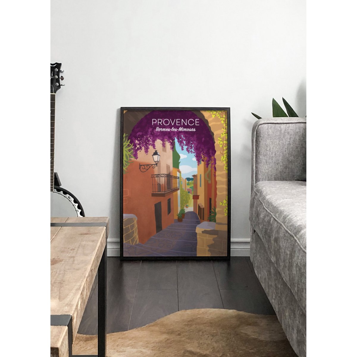 Affiche ville Bormes-les-Mimosas blanc, L'AFFICHERIE