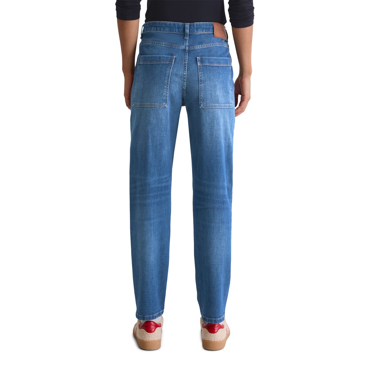 Jeans modèle Iva boyfriend cropped en doux denim Cashmere Touch bleu foncé, MARC O'POLO