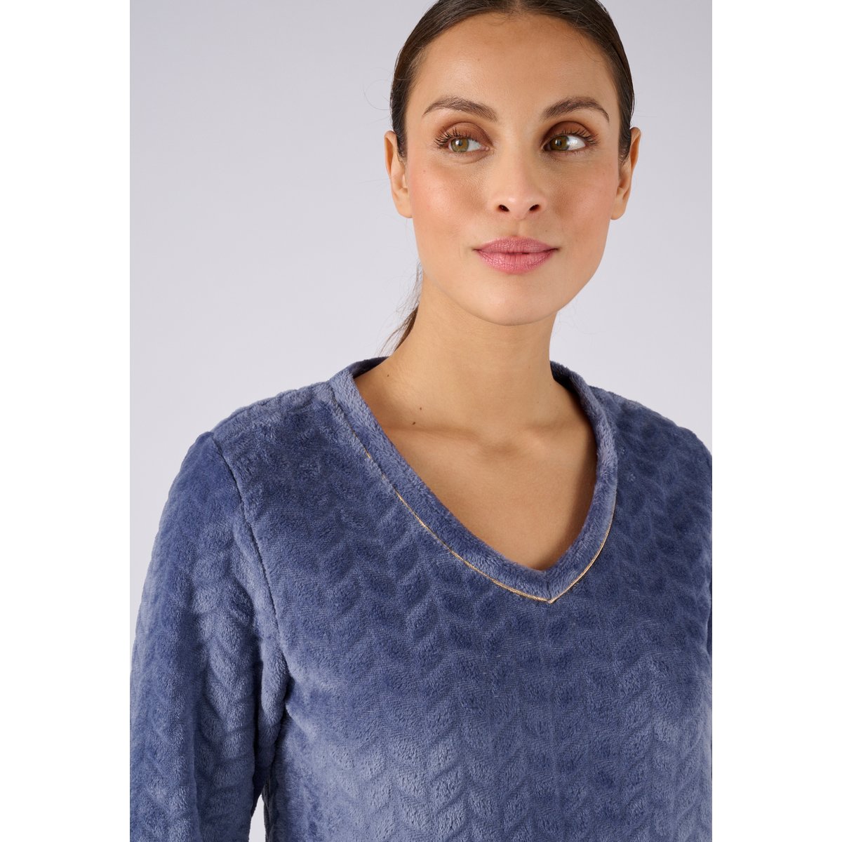Pyjama Thermolactyl maille reliéfée bleu nuit, DAMART