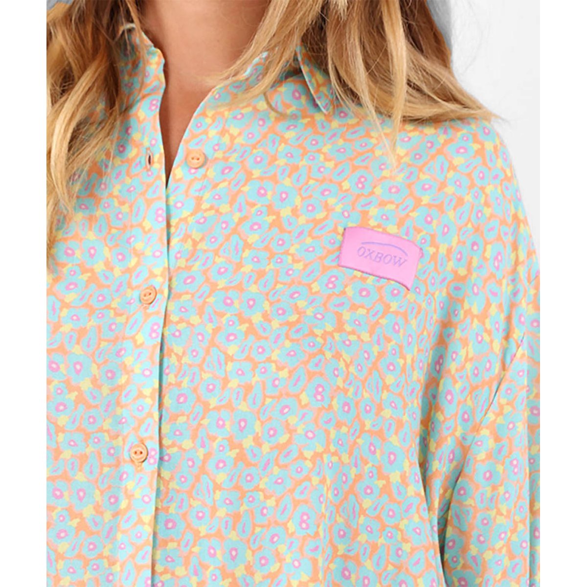 Robe chemise imprimée SAUDADE corail, OXBOW