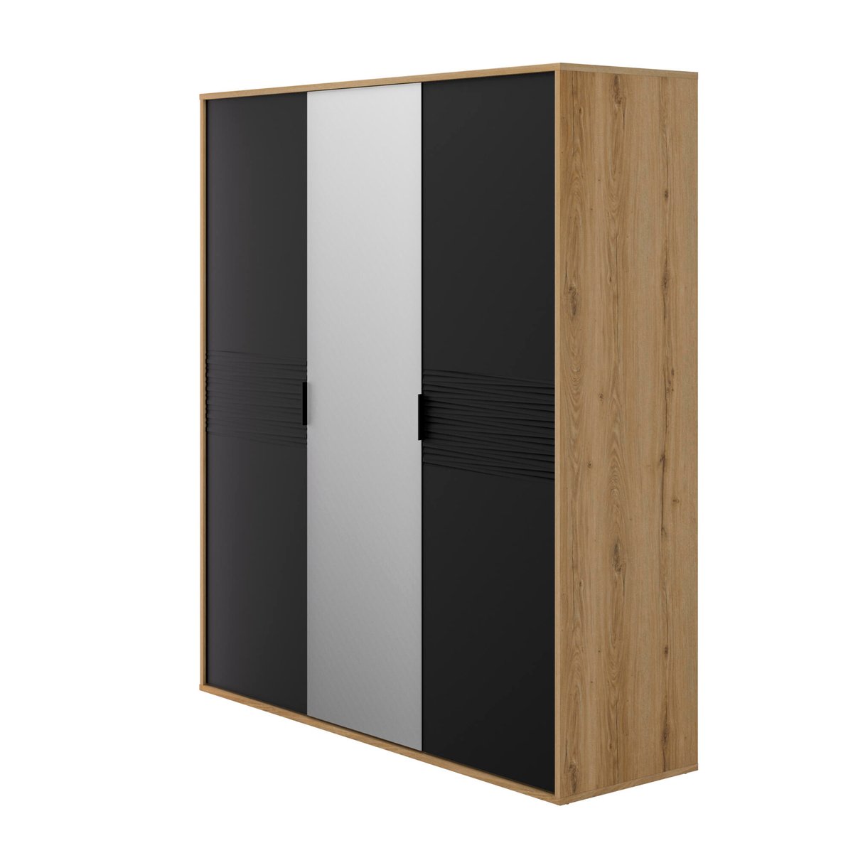 Armoire 3 portes mat avec miroir central beige, GAMI