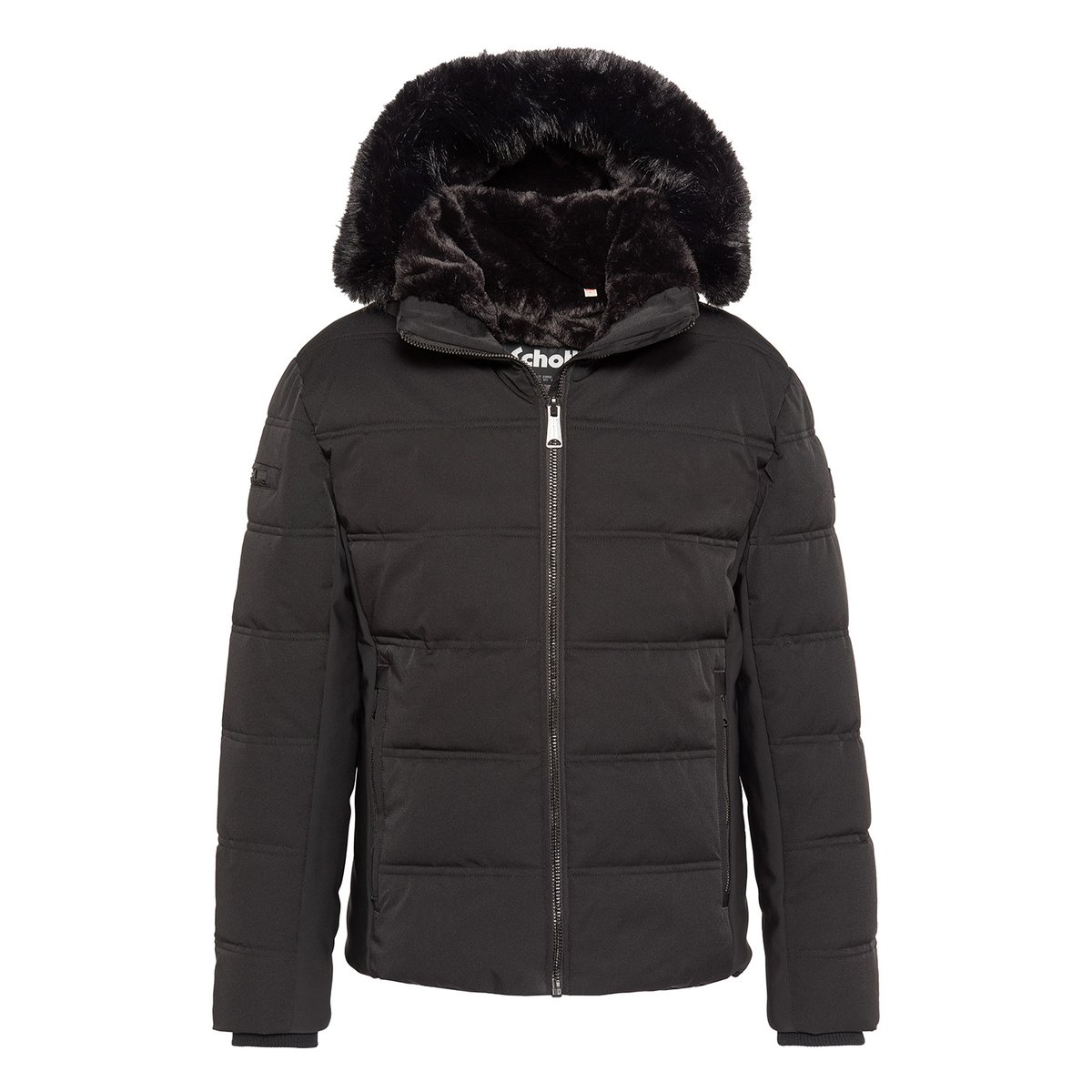 Parka à capuche et col en imitation fourrure noir, SCHOTT