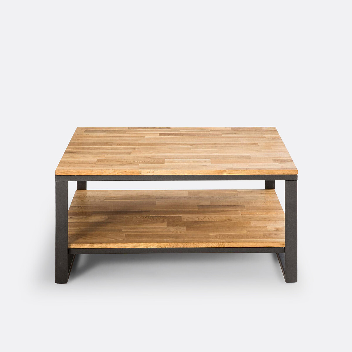 Table basse carrée, en chêne massif et métal acier, HIBA naturel, LA REDOUTE INTERIEURS