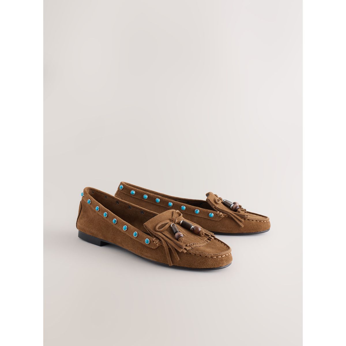 Mocassins forever comfort® en cuir à franges marron fauve, NEXT