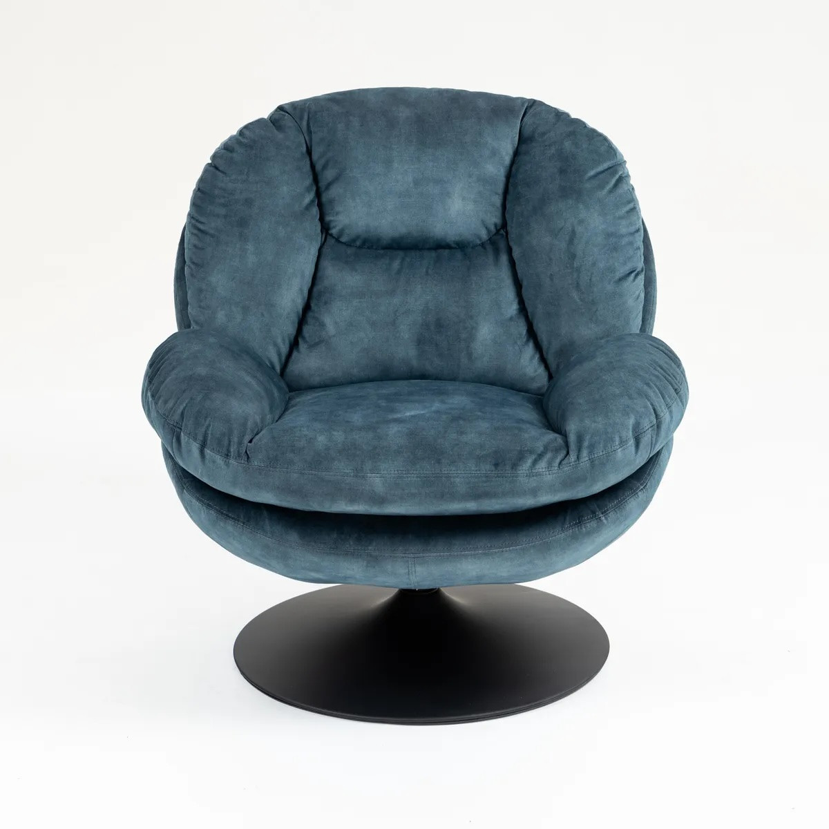 Fauteuil pivotant en velours - TOPI bleu gris, MATHI DESIGN