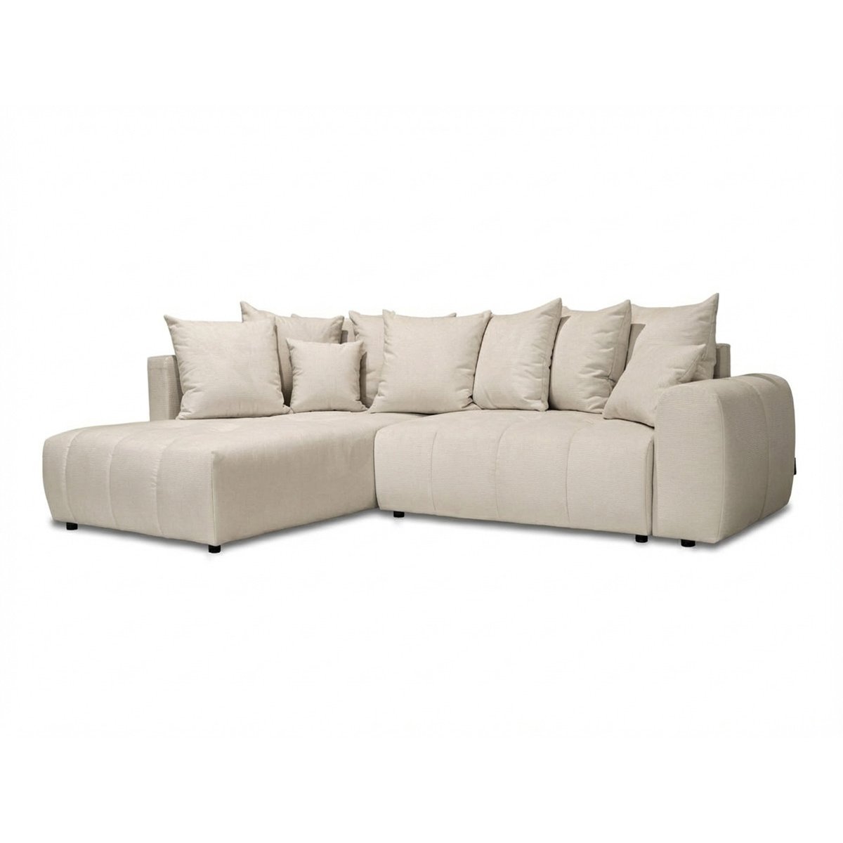 Canapé d'angle convertible 4 places en tissu chiné, ROXELANE beige, BOBOCHIC
