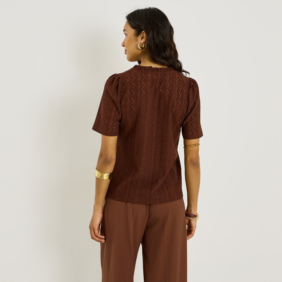 Chemise col victorien marron chocolat, GRAIN DE MALICE