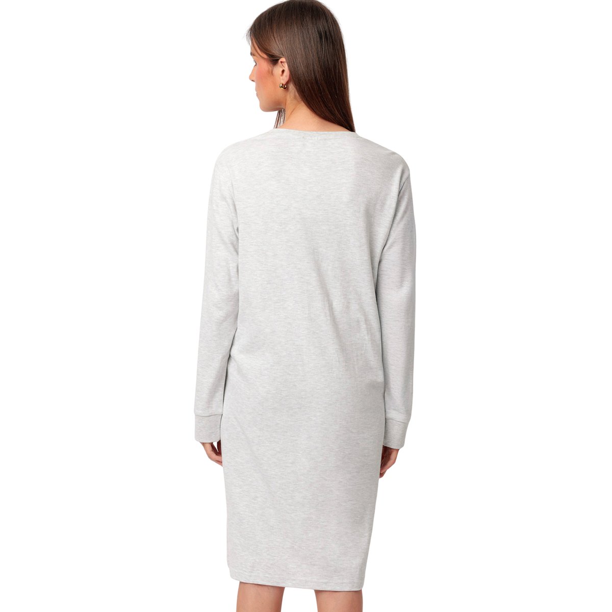Chemise de nuit manches longues Classic Interlock gris, ADMAS