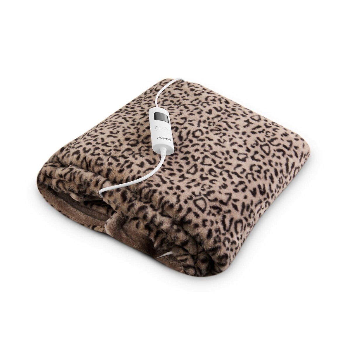 Fleece Electric Over Blanket Leopard Faux Fur brown , CARMEN